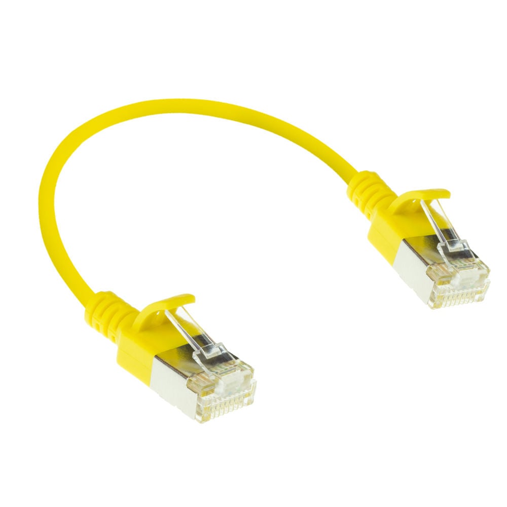 ACT Gele 0,15 meter LSZH U/FTP CAT6A datacenter slimline patchkabel snagless met RJ45 connectoren - Afbeelding 3