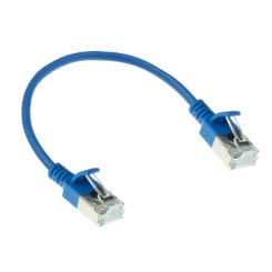 ACT Blauwe 0,15 meter LSZH U/FTP CAT6A datacenter slimline patchkabel snagless met RJ45 connectoren - Afbeelding 3