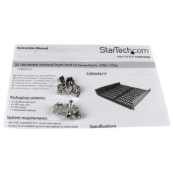 StarTech.com 2U Server Rack Schap - Universele Geventileerde Rack Mount Cantilever Shelf voor 19" Netwerk Kast & Apparatuur - Heavy Duty Staal - Capaciteit 23kg - Diepte 40cm (16”) - Zwart - Afbeelding 4