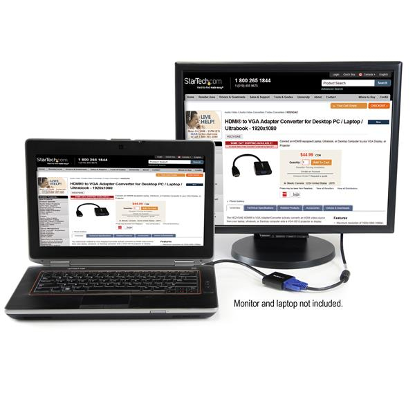 StarTech.com HDMI naar VGA adapter converter voor desktop pc / laptop / ultrabook - 1920x1080 - Afbeelding 6