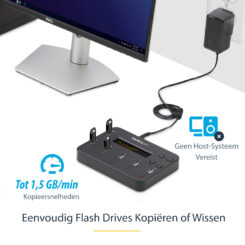 StarTech.com Standalone 1 naar 5 USB Thumb Drive Cloner en Wisser, Multiple USB Flash Drive Kloner,System/File/Whole-Drive Copy aan 1.5 GB/min, Single en 3-Pass Erase, LCD Display - Afbeelding 6