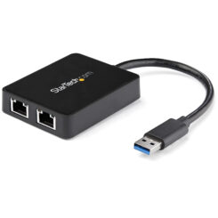 StarTech.com USB 3.0 naar Dual Port Gigabit Ethernet Adapter, USB 3.0 Netwerkadapter NIC met USB Poort, USB naar 2x RJ45 LAN GbE Adapter, USB Passthrough
