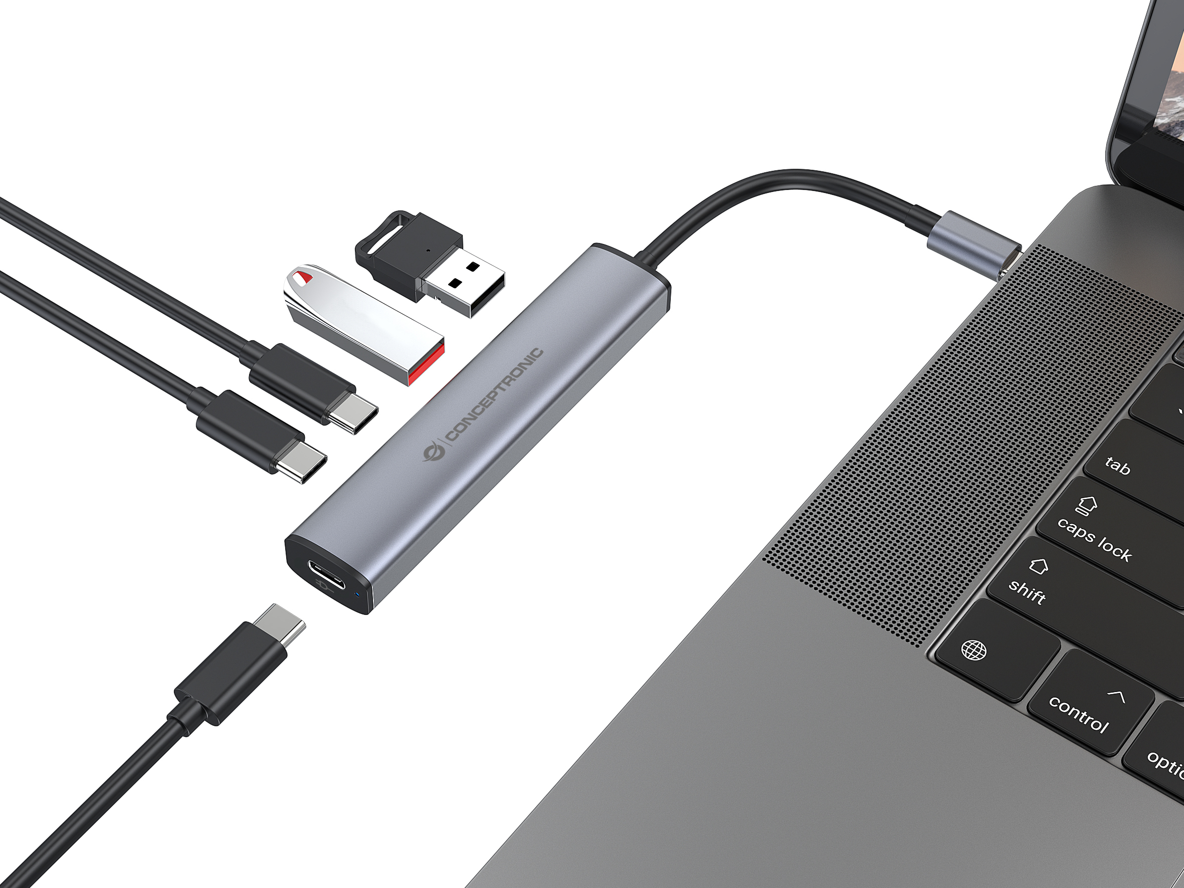 Conceptronic HUBBIES22G interface hub USB 3.2 Gen 1 (3.1 Gen 1) Type-C 5000 Mbit/s Grijs - Afbeelding 5
