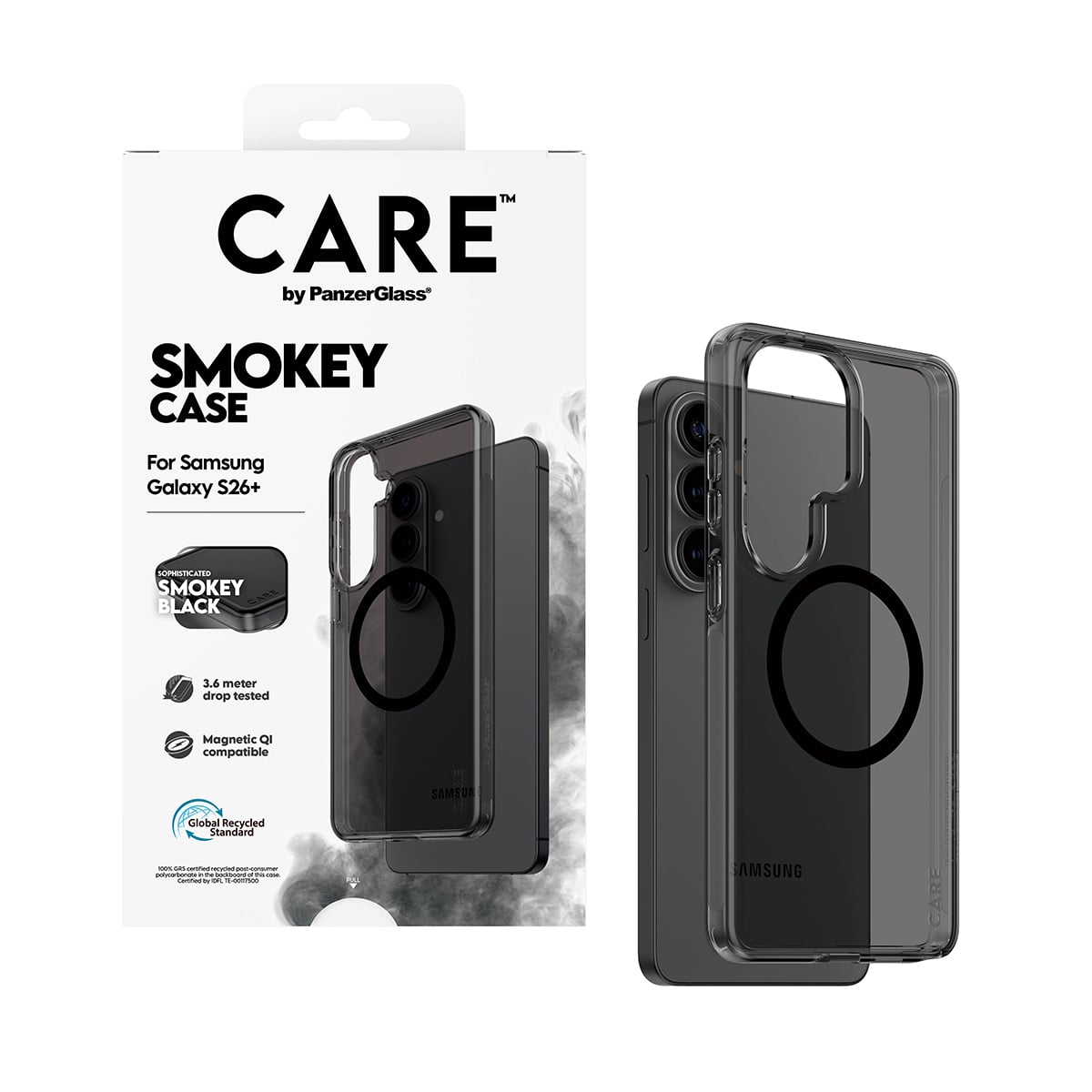 PanzerGlass CARE™ by ® Smokey Case w. Black Qi Samsung Galaxy S26+ mobiele telefoon behuizingen Hoes Zwart - Afbeelding 6