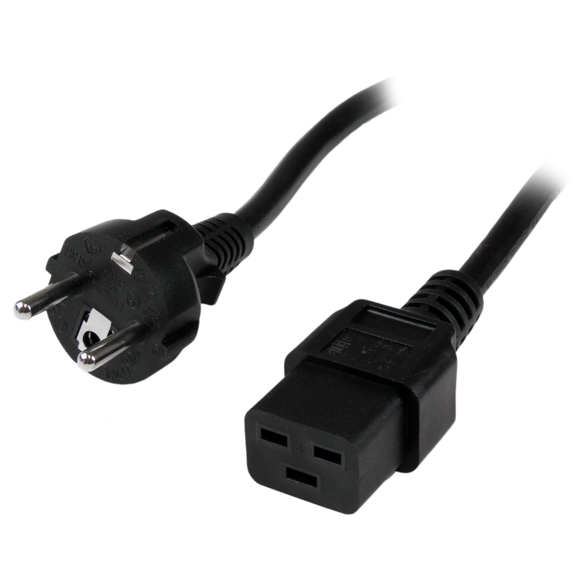 StarTech.com 2m Computer Stroomkabel, 16AWG, EU Schuko naar C19, 16A 250V, Zwart, AC Vervangkabel, Printer Voedingskabel, PC Power Supply Kabel, TV/Monitor Electriciteitssnoer, UL-Listed