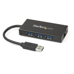 StarTech.com 3-poorts draagbare USB 3.0-hub plus Gigabit Ethernet - 5Gbps - aluminium met geintegreerde kabel - Afbeelding 2