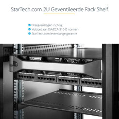 StarTech.com 2U Server Rack Schap - Universele Geventileerde Rack Mount Cantilever Shelf voor 19" Netwerk Kast & Apparatuur - Heavy Duty Staal - Capaciteit 23kg - Diepte 40cm (16”) - Zwart - Afbeelding 6