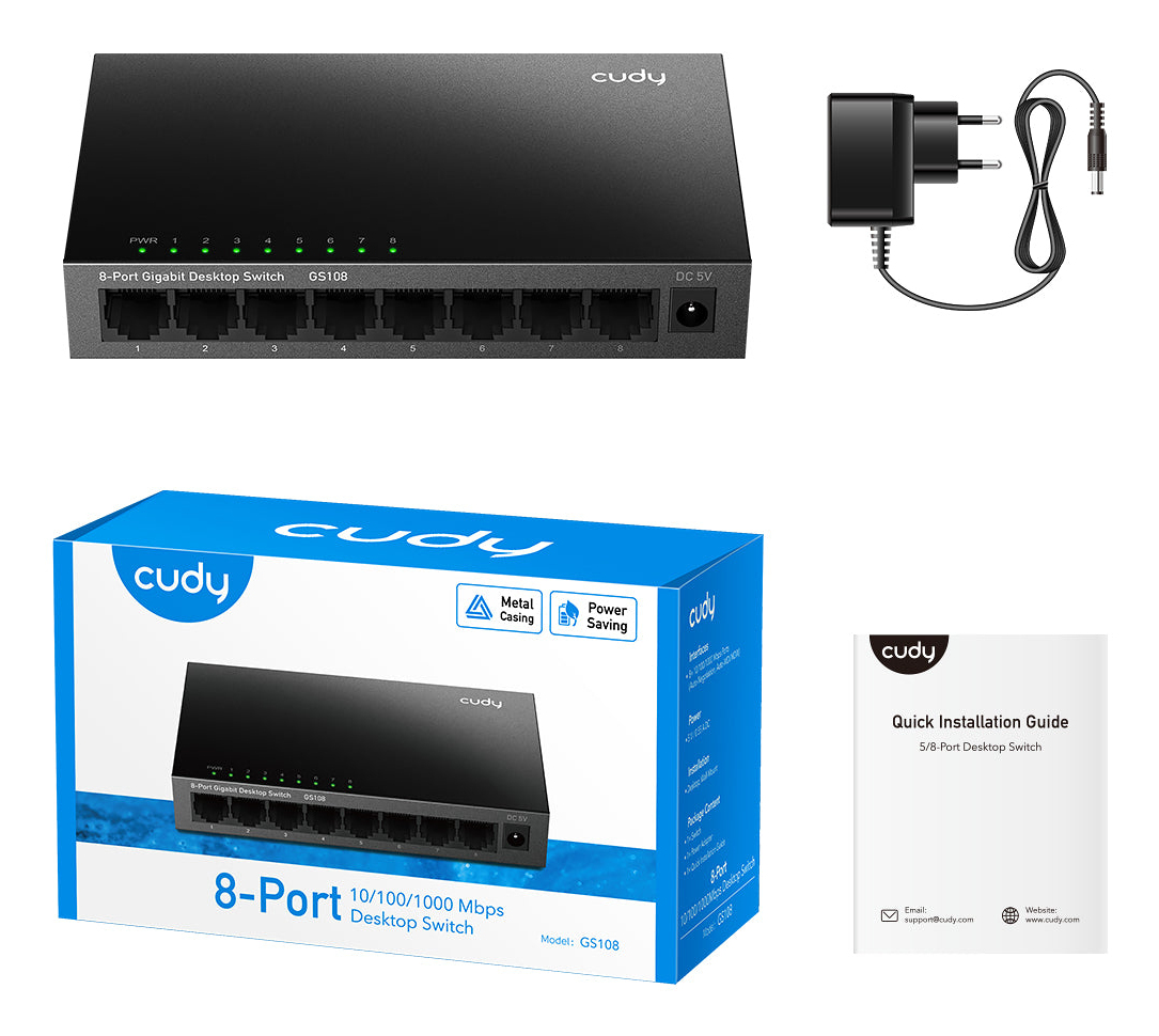 Cudy GS108 netwerk-switch Unmanaged Gigabit Ethernet (10/100/1000) Zwart - Afbeelding 4
