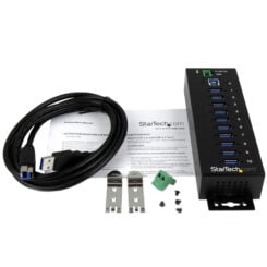 StarTech.com 10-Port USB 3.0 Hub - 5Gbps - Metalen Industriële USB-A Hub met ESD & Overspanningsbeveiliging - Din Rail, Muur of Bureau Monteerbaar - TAA Compliant USB Expander Hub - Afbeelding 6