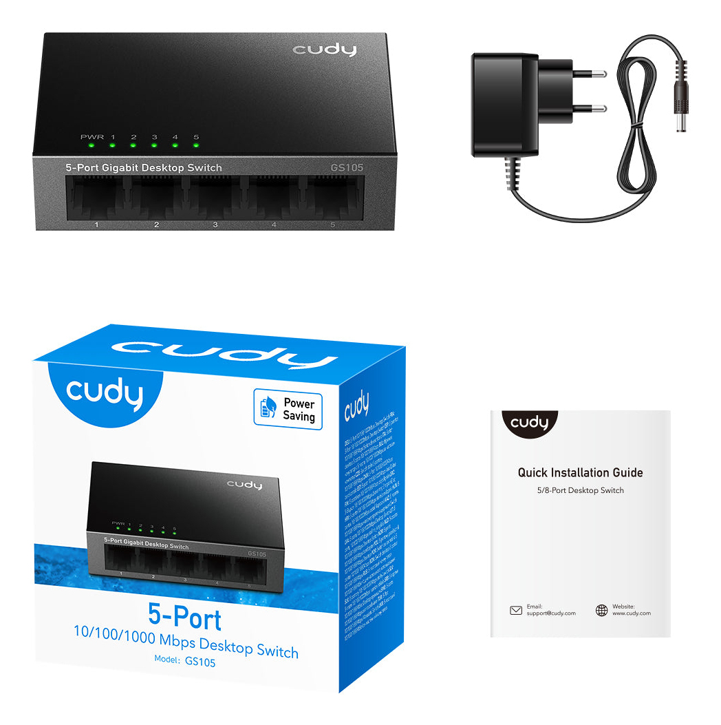 Cudy GS105 netwerk-switch Unmanaged Gigabit Ethernet (10/100/1000) Zwart - Afbeelding 5