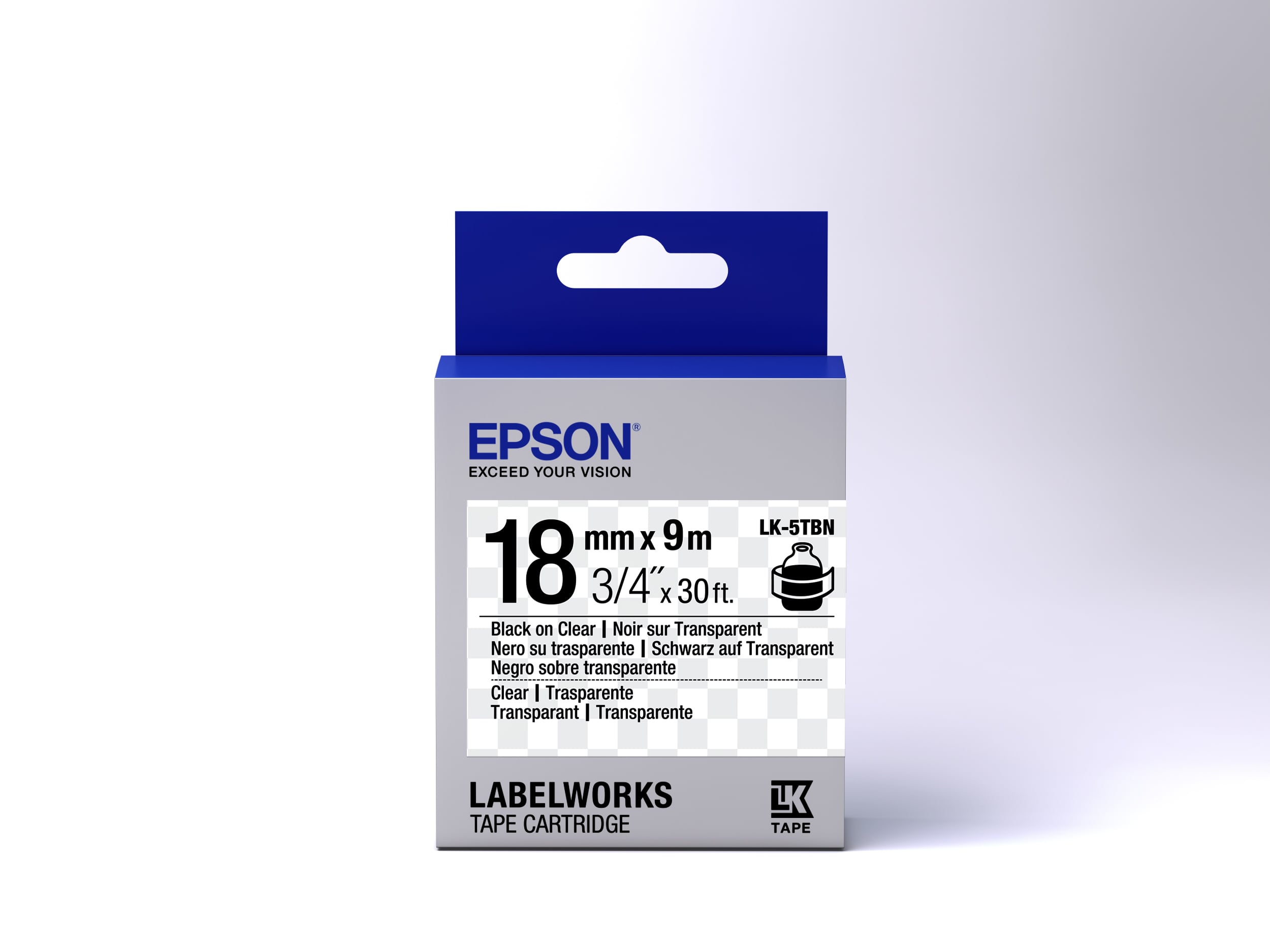 Epson Transparent Tape - LK-5TBN Clear Blk/Clear 18/9 - Afbeelding 3