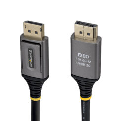 StarTech.com 50cDisplayPort 2.1 Kabel, VESA Gecertificeerde DP80 DisplayPort Kabel, Ongecomprimeerde 10K/8K 60Hz, 16K 60Hz/8K 240Hz met DSC 1.2a, DP 2.1 Kabel