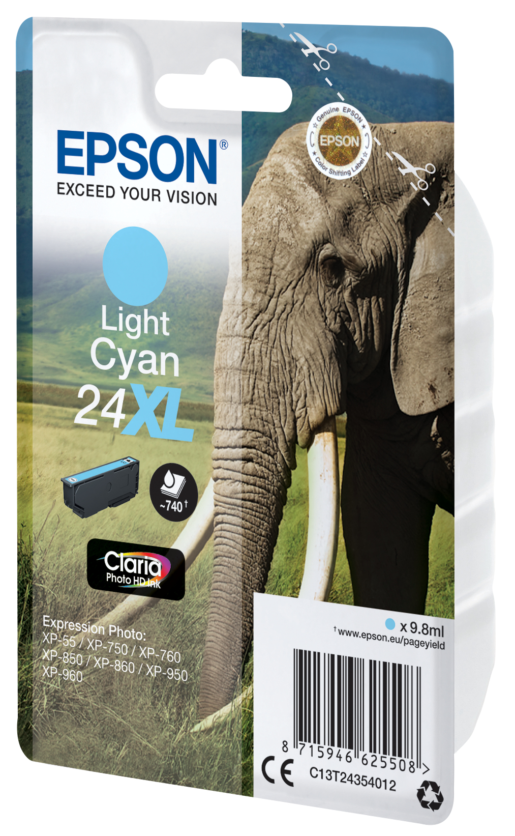 Epson Elephant 24XL Olifant Claria Photo HD afzonderlijke lichtcyaan inkt