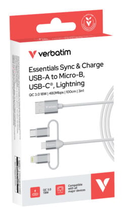 Verbatim Essentials 3-in-1-kabel voor synchroniseren en opladen - Afbeelding 4