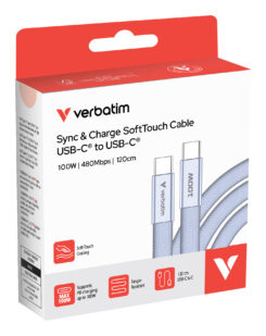 Verbatim Sync & Charge USB-C to USB-C 100W 120cm paars - Afbeelding 4
