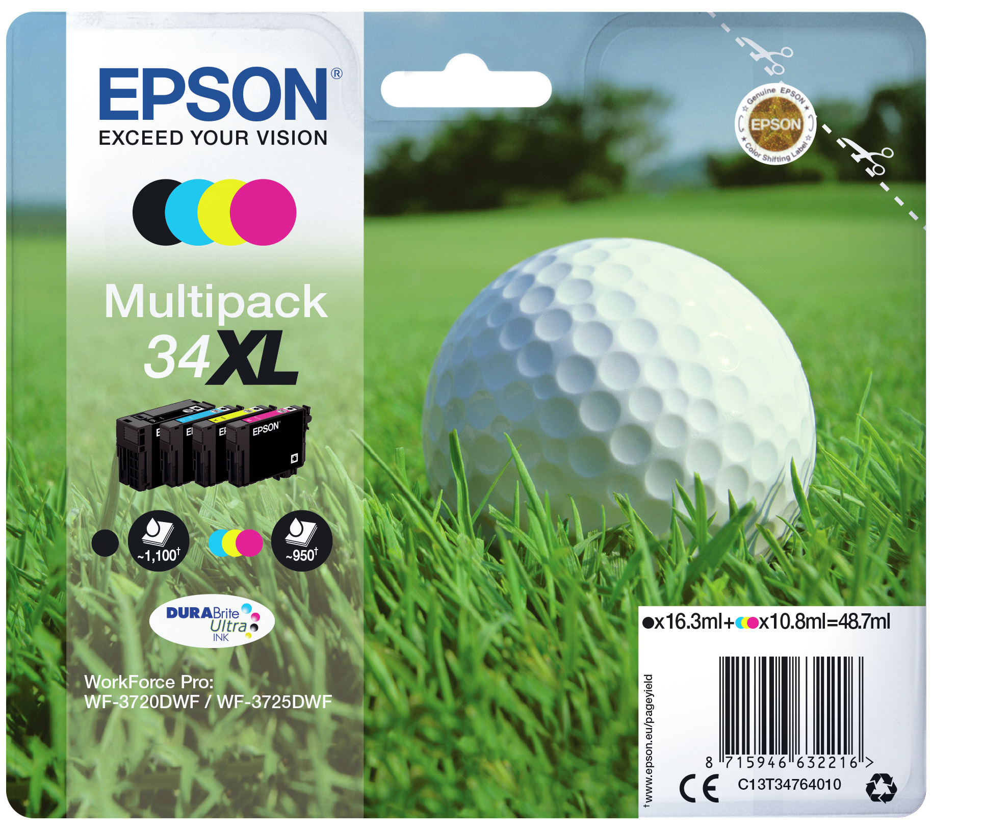 Epson Golf ball 34XL Golfbal DURABrite Ultra multipack vierkleureninkt - Afbeelding 3