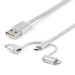 StarTech.com USB oplaadkabel - USB naar Lightning / USB-C / Micro-B - gevlochten - 1 m