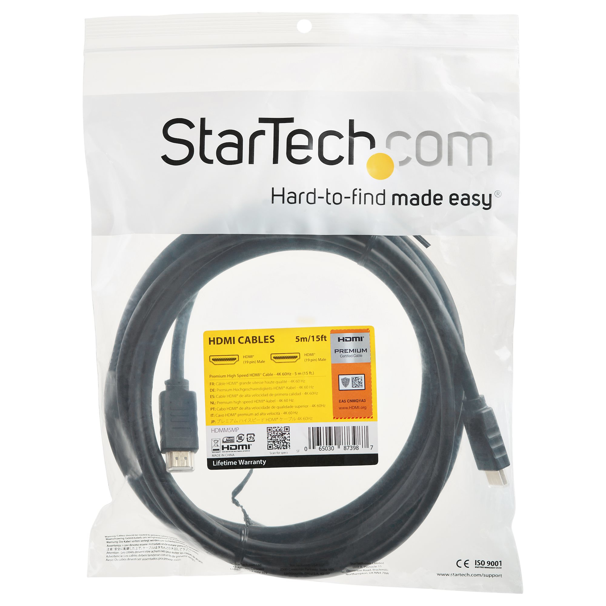 StarTech.com HDMM5MP HDMI kabel 5 m HDMI Type A (Standaard) Zwart - Afbeelding 4