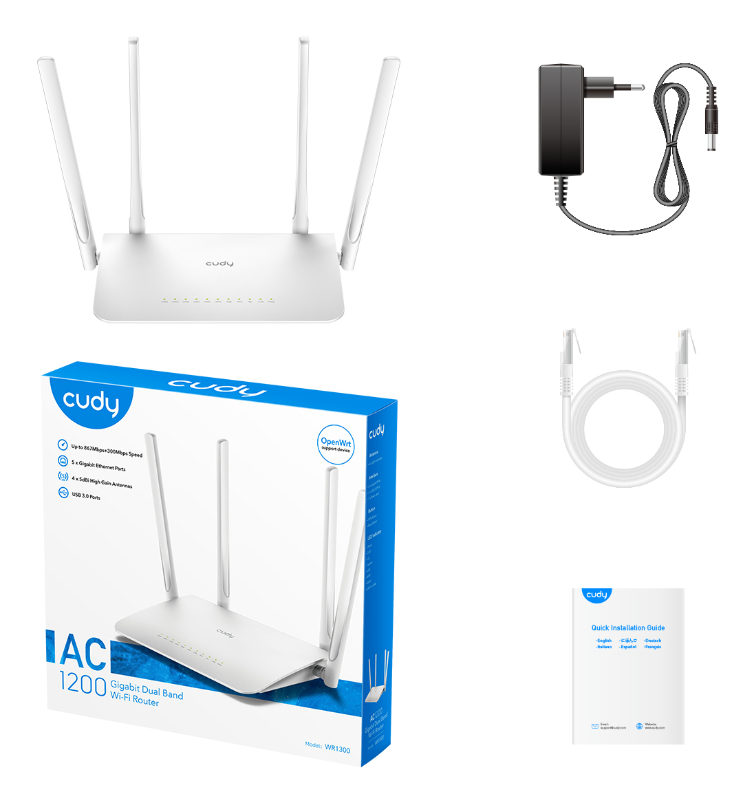 Cudy WR1300 draadloze router Gigabit Ethernet Dual-band (2.4 GHz / 5 GHz) Wit - Afbeelding 5