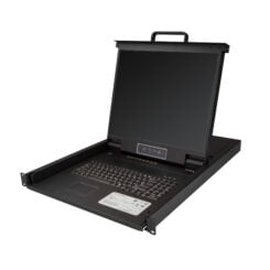 StarTech.com 8 port KVM Rack Console met 1,8m Lange Kabels, Geïntegreerde KVM Switch met 19" LCD Scherm, Universele 1U LCD KVM Console, OSD KVM, Duurzaam 50000 MTBF, USB + VGA Support, QWERTY Keyboard