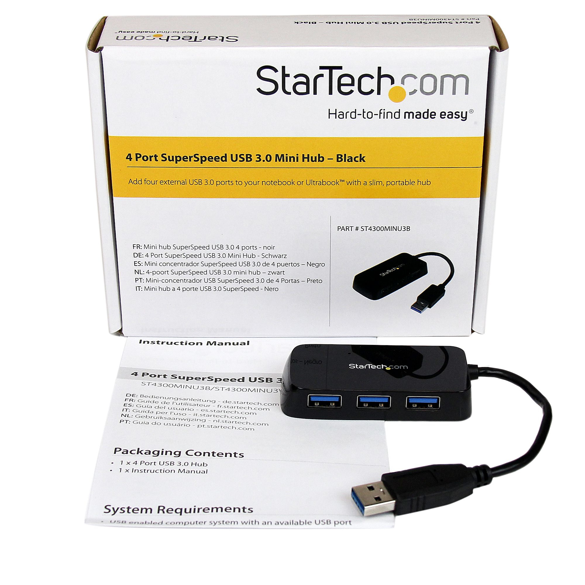 StarTech.com Draagbare 4-poorts SuperSpeed USB 3.0 hub - 5Gbps - zwart - Afbeelding 6