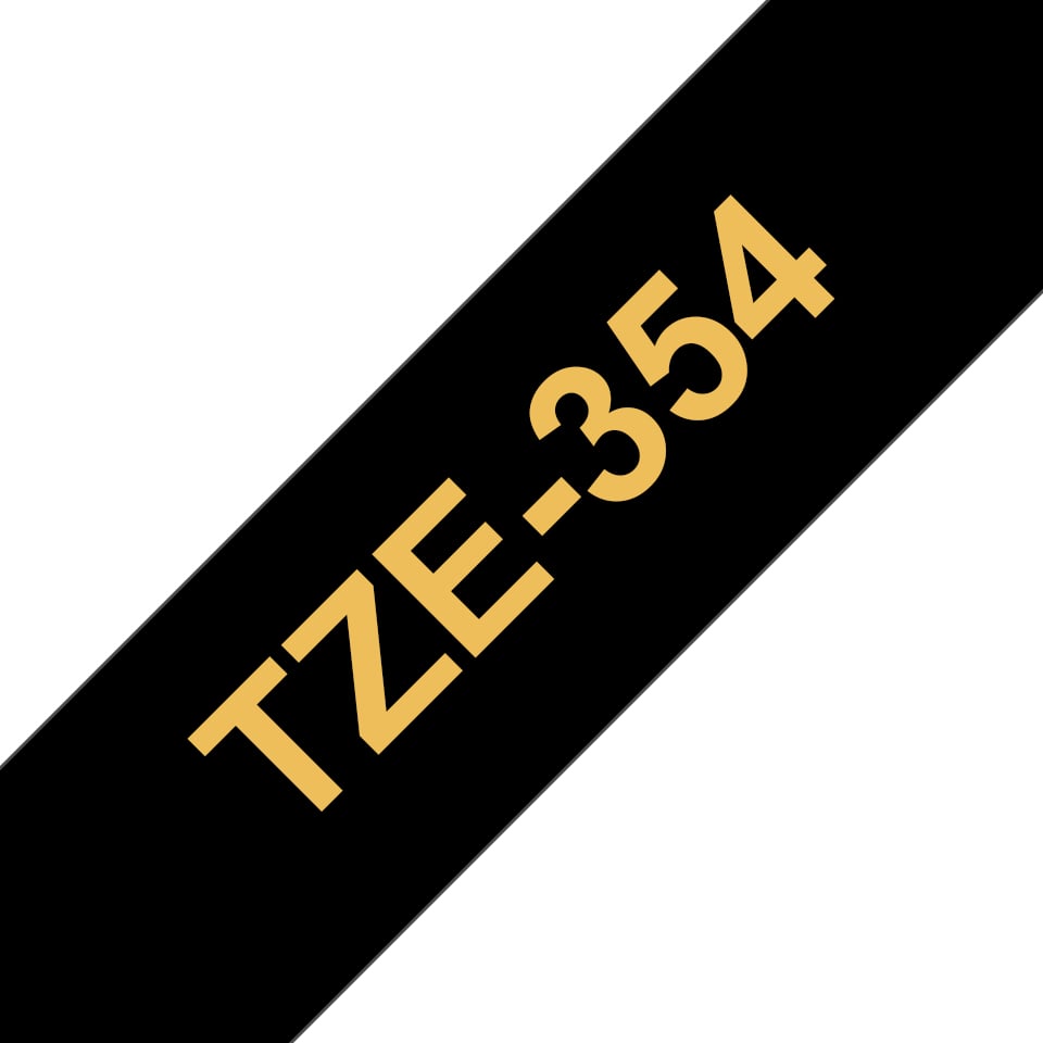 Brother TZE-354 labelprinter-tape Goud op zwart - Afbeelding 2