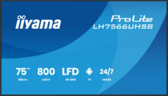 iiyama LH7566UHSB-B1AG beeldkrant Digitale signage flatscreen 190,5 cm (75") LCD Wifi 800 cd/m² 4K Ultra HD Zwart Type processor Android 24/7