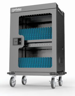 Manhattan USB-C laadtrolley (laadkast) voor 32 apparaten (iPad tot 13", MacBook Air tot 15", Chromebook tot 15,6"), ook voor tablets en smartphones, vakken 404×27,6×283 mm, laadkabels niet inbegrepen (USB-C-kabel 354868 aanbevolen), afsluitbaar - Afbeelding 2