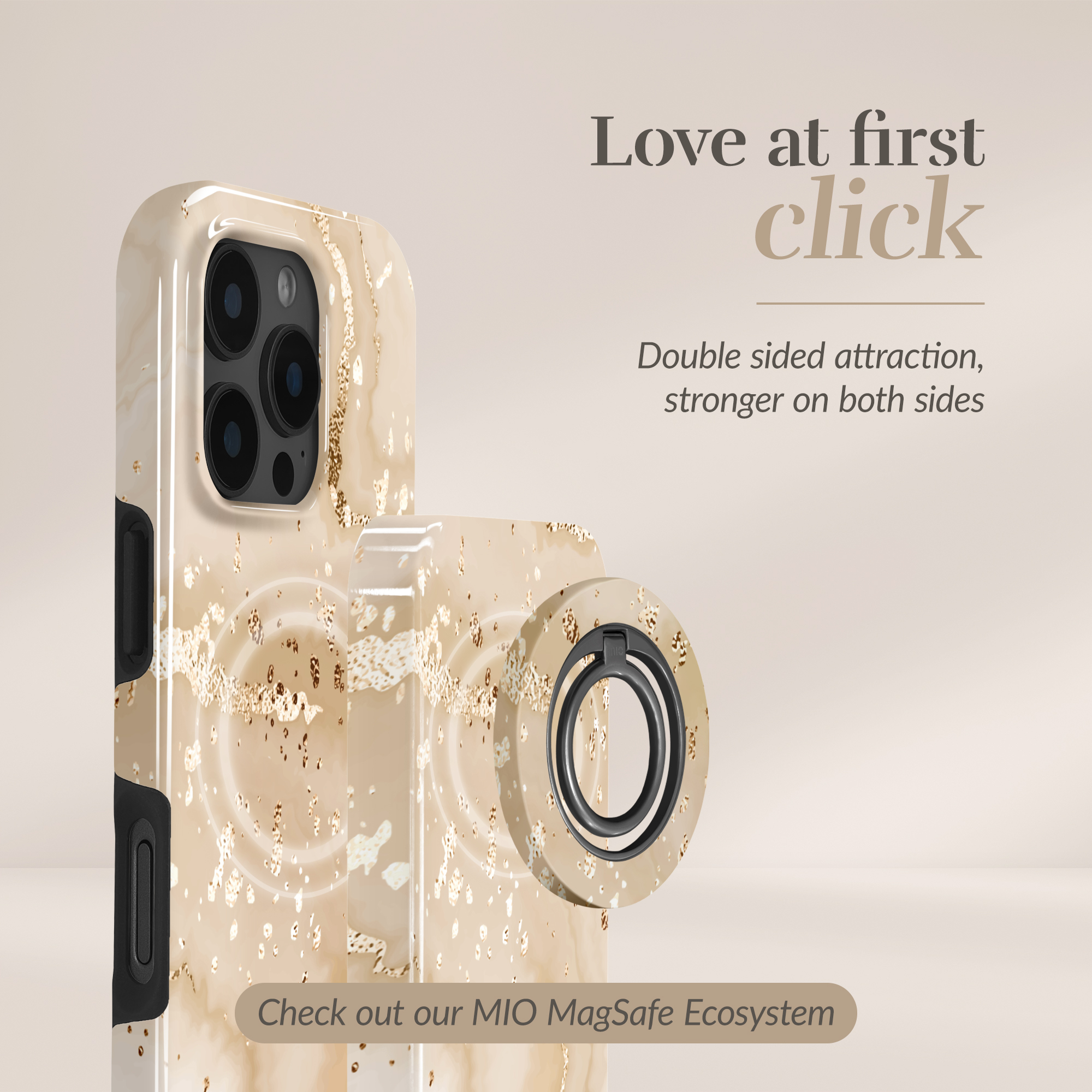MIO Powerbank 5000mAh with Double sided Magsafe Compatibility Gold Marble - Glossy - Afbeelding 3