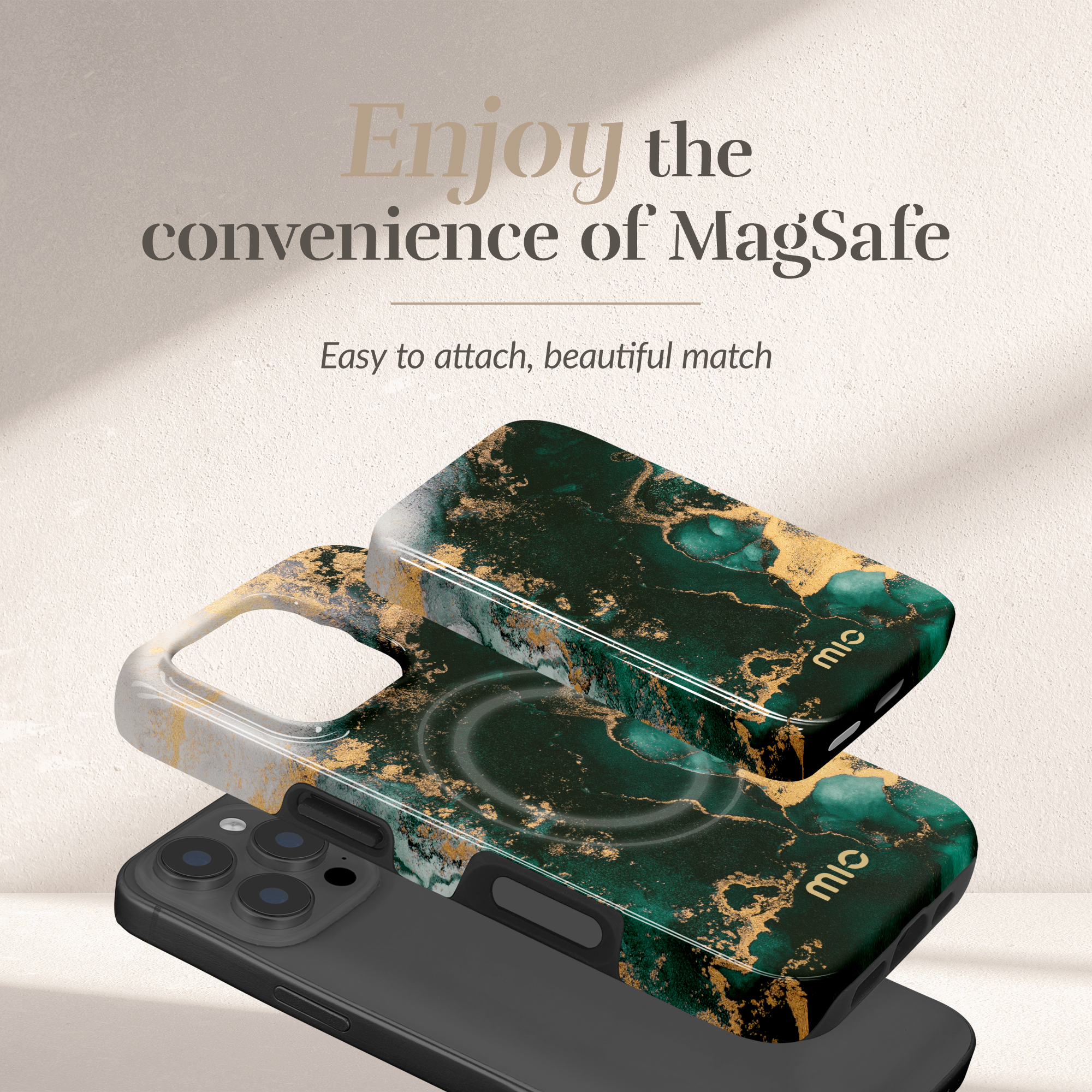 MIO Powerbank 5000mAh with Double sided Magsafe Compatibility Green Marble - Glossy - Afbeelding 2