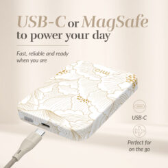MIO Powerbank 5000mAh with Double sided Magsafe Compatibility White Roses - Glossy - Afbeelding 6
