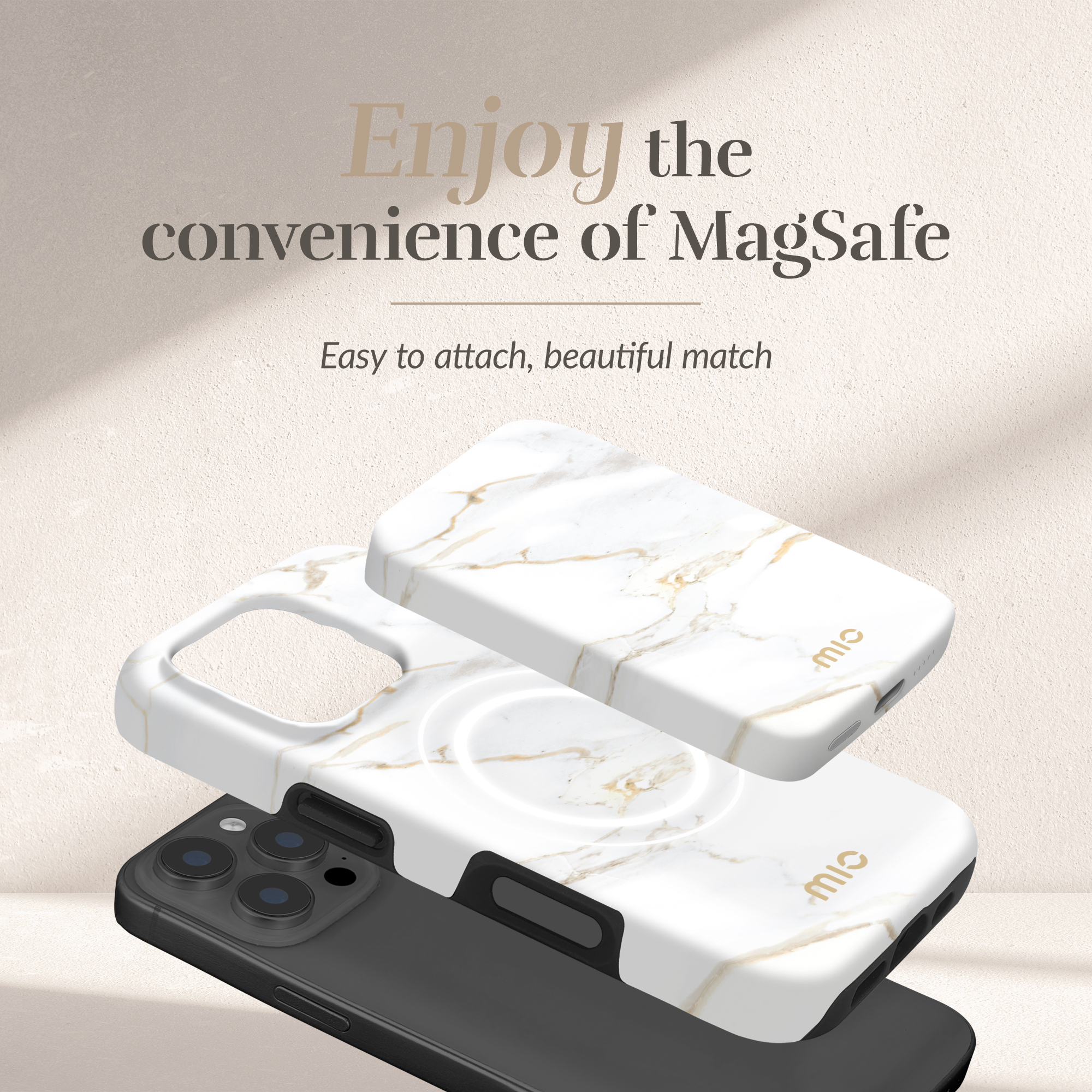 MIO Powerbank 5000mAh with Double sided Magsafe Compatibility White Marble - Matt - Afbeelding 2