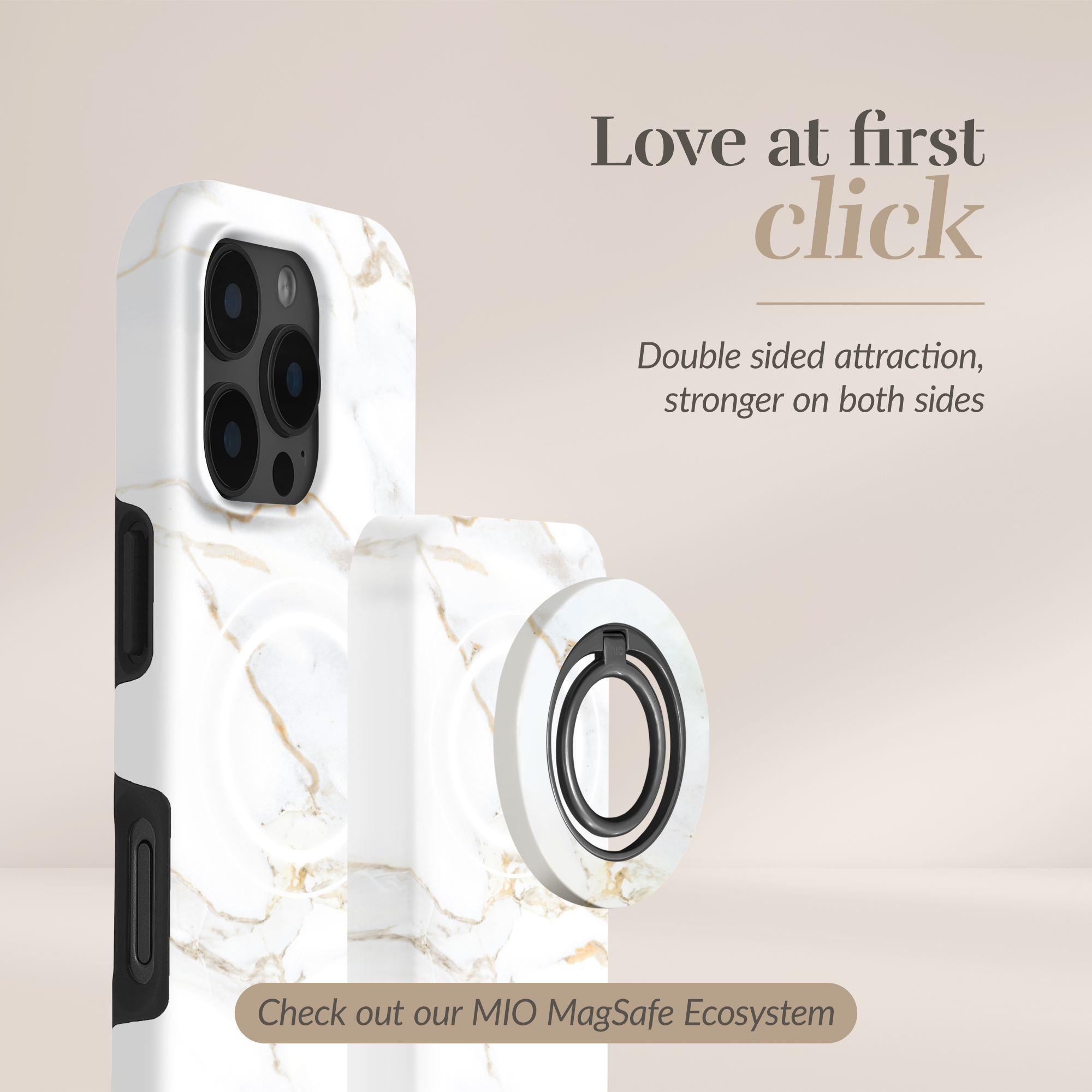 MIO Powerbank 5000mAh with Double sided Magsafe Compatibility White Marble - Matt - Afbeelding 3