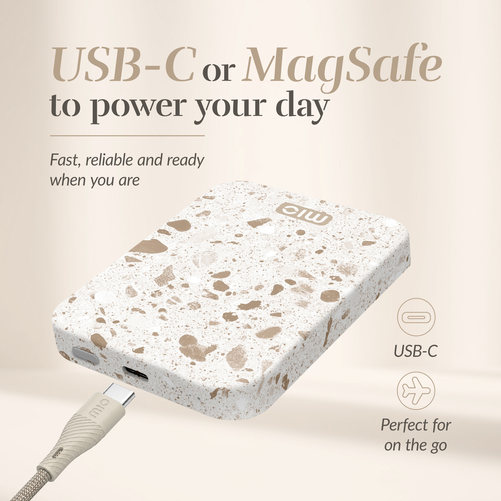 MIO Powerbank 5000mAh with Double sided Magsafe Compatibility Soft Terrazzo - Matt - Afbeelding 6