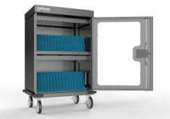 Manhattan USB-C laadtrolley (laadkast) voor 32 apparaten (iPad tot 13", MacBook Air tot 15", Chromebook tot 15,6"), ook voor tablets en smartphones, vakken 404×27,6×283 mm, laadkabels niet inbegrepen (USB-C-kabel 354868 aanbevolen), afsluitbaar - Afbeelding 3