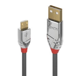 Lindy 36653 USB-kabel USB 2.0 3 m USB A Micro-USB B 0,48 Gbit/s Grijs