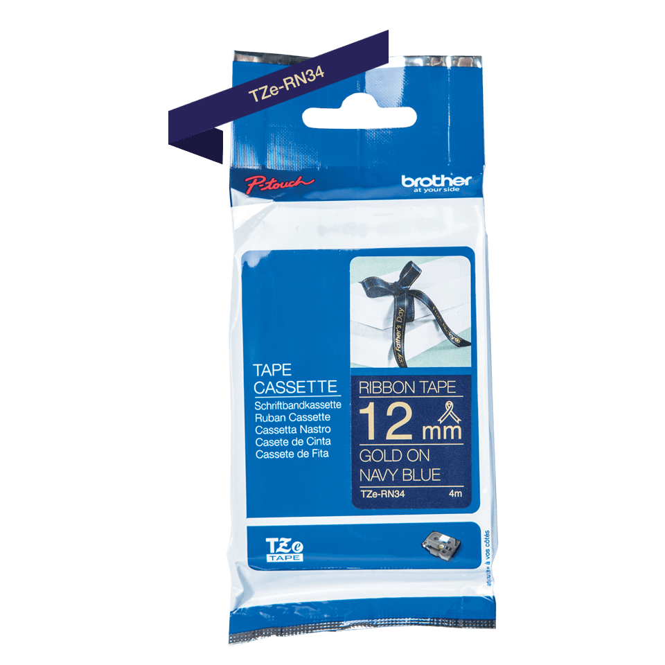 Brother TZE-RN34 labelprinter-tape Goud op navyblauw - Afbeelding 3
