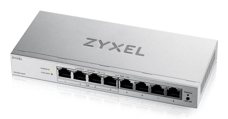 Zyxel GS1200-8HPV3 Managed L2 Gigabit Ethernet (10/100/1000) Power over Ethernet (PoE) Desktop Grijs - Afbeelding 2