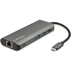 StarTech.com USB-C Multiport Adapter - USB-C Travel Dock met 4K HDMI, 3x USB 3.0 Hub, SD/SDHC, GbE, 100W PD 3.0 Pass-Through - Compacte USB-C Mini Docking Station USB Type-C/Thunderbolt 3