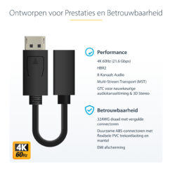 StarTech.com 15cm DisplayPort naar Mini DisplayPort Kabel - 4K x 2K UHD Video - DisplayPort Male naar Mini DisplayPort Female Adapter Kabel - DP Computer naar mDP 1.2 Monitor/Scherm - Afbeelding 6