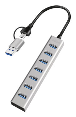 LogiLink UA0441 interface hub USB 3.2 Gen 1 (3.1 Gen 1) Type-A + Type-C 5000 Mbit/s Grijs - Afbeelding 3