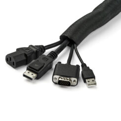 StarTech.com 4.6 m Kabelmantel - Flexibele Zelf Oprollende Kabelhuls - Uitrekbare Kabelkous uit Polyester Ø 2,5-3,8 cm - Zwarte Trimbare Kabelverberger/Kabelbeschermer voor Kabelmanagement - Afbeelding 4