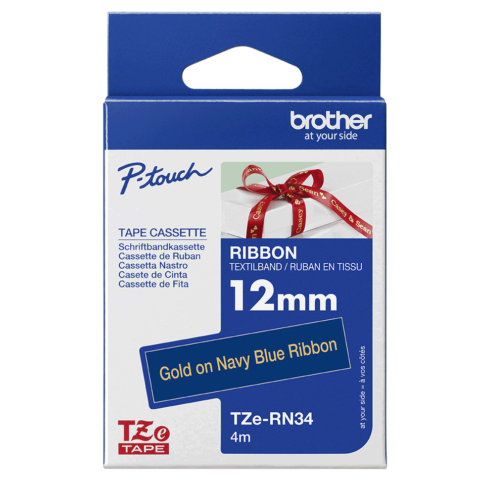 Brother TZE-RN34 labelprinter-tape Goud op navyblauw - Afbeelding 6