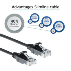 ACT Zwarte 3 meter LSZH U/UTP CAT6 datacenter slimline patchkabel snagless met RJ45 connectoren - Afbeelding 5