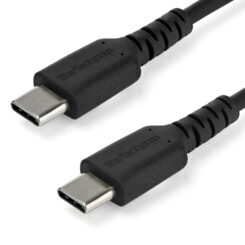 StarTech.com 2m USB-C Laadkabel, Robuuste Fast Charge & Sync Type C Kabel, 60W (3A) PD, USB 2.0, TPE Mantel en Aramidevezels - Zwarte USB Oplaadkabel