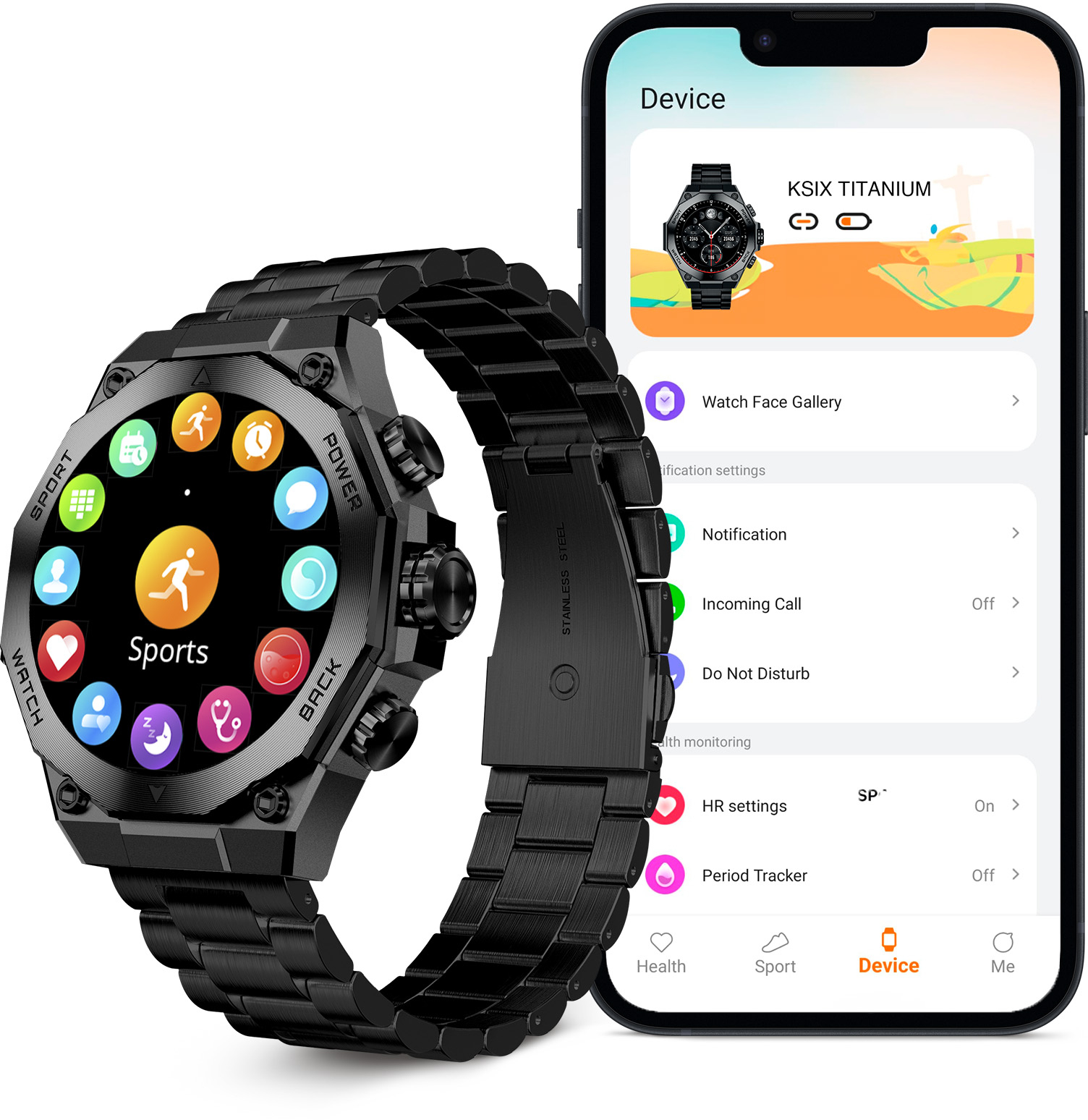 KSIX Smartwatch Titanium Black - Afbeelding 4