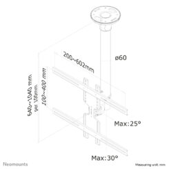 Neomounts FPMA-C400SILVER Monitor/TV-beugel plafond 32-60" - h 64-104 cm - Afbeelding 4