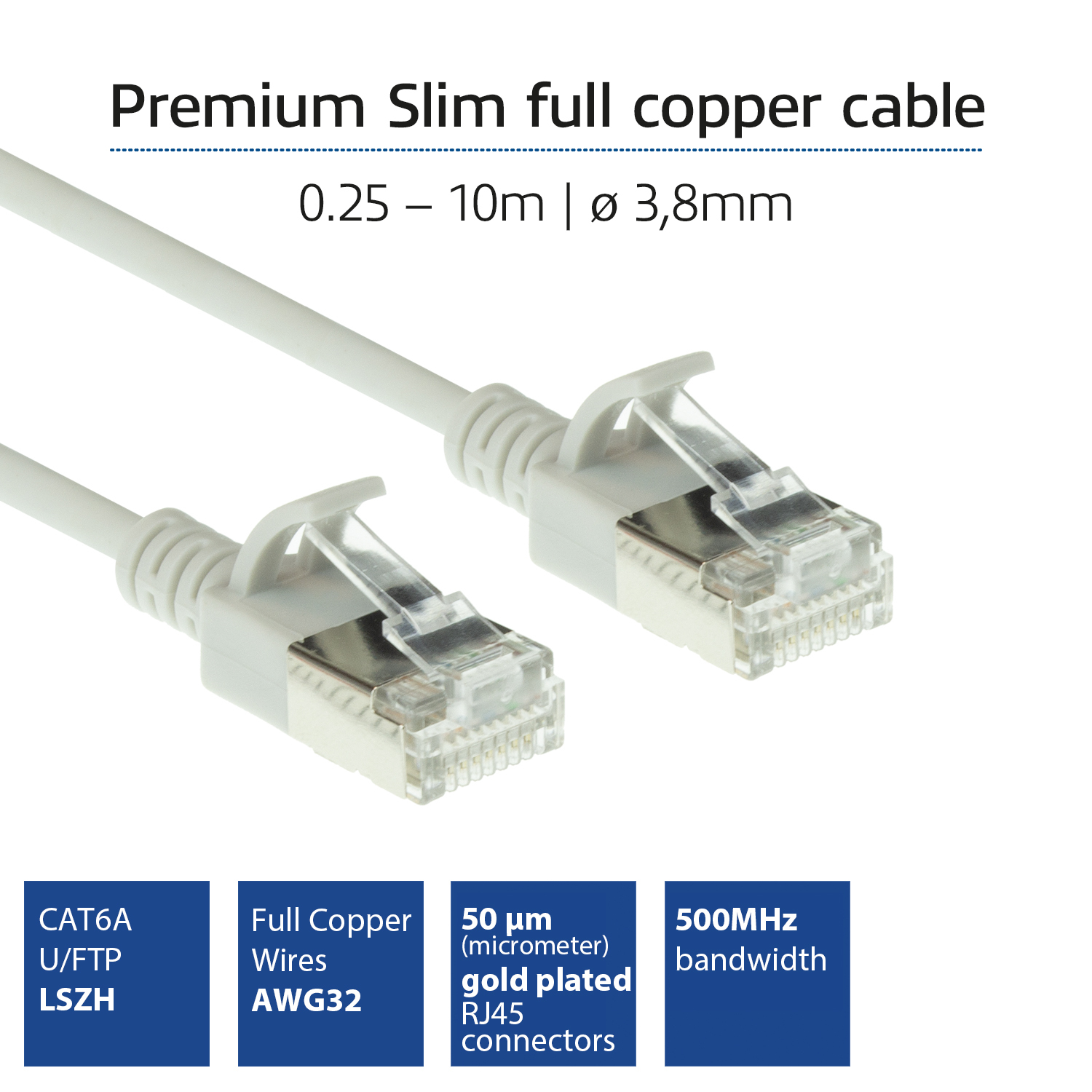 ACT Grijze 1,5 meter LSZH U/FTP CAT6A datacenter slimline patchkabel snagless met RJ45 connectoren - Afbeelding 3