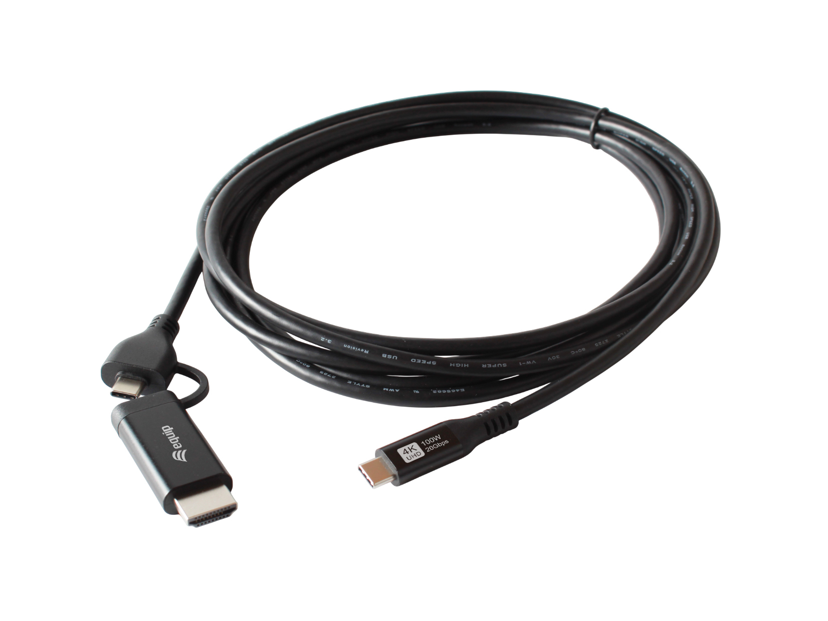 Equip 128436 video kabel adapter 2 m USB Type-C HDMI + USB Type-C Zwart - Afbeelding 4