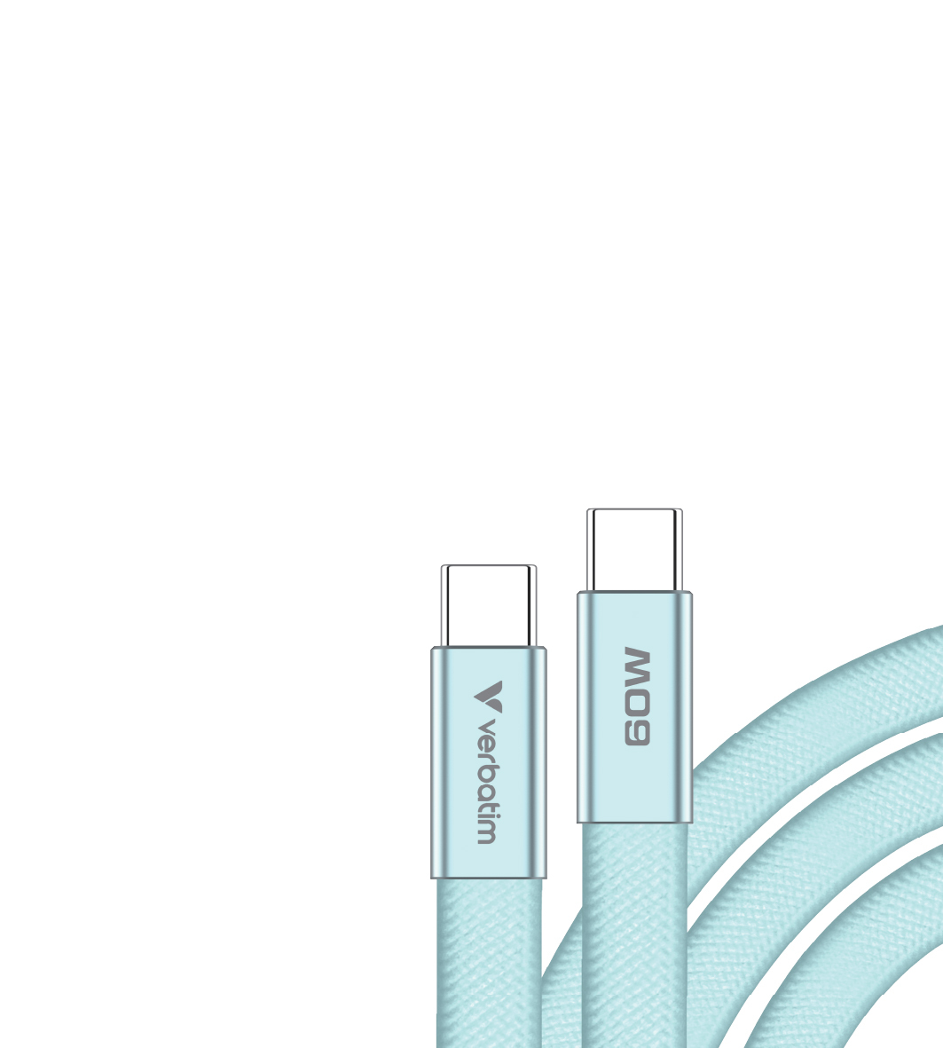 Verbatim Sync & Charge USB-C to USB-C 60W 120cm blue - Afbeelding 2